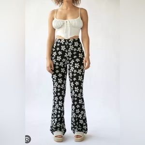 UO Bryn Pull-on Flare Pant Black + White NWT